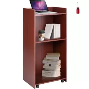 Image of VEVOR Wood Podium, 2 x 4 FT, Lecterns and Podiums w/ 4 Rolling Wheels, Baffle Plate & Shelf, Easy Assembly Walnut Wood Lecterns for Church, Office, Sc