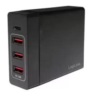 Image of LogiLink PA0122 PA0122 USB charger Mains socket Max. output current 10200 mA 4 x USB, USB-C socket Auto-Detect