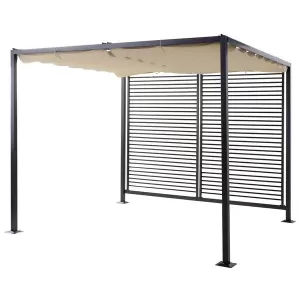 image of Outsunny 2.8m x 3m Retractable Metal Frame Outdoor Garden Pergola Beige