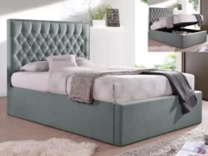 Image of Bedmaster Wilson 4ft6 Double Grey Upholstered Fabric Ottoman Bed Frame