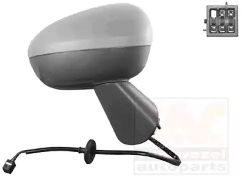 Image of VAN WEZEL 3860808 Wing mirror * HAGUS * Right, black, Heatable, partially primed Outside Mirror (50)