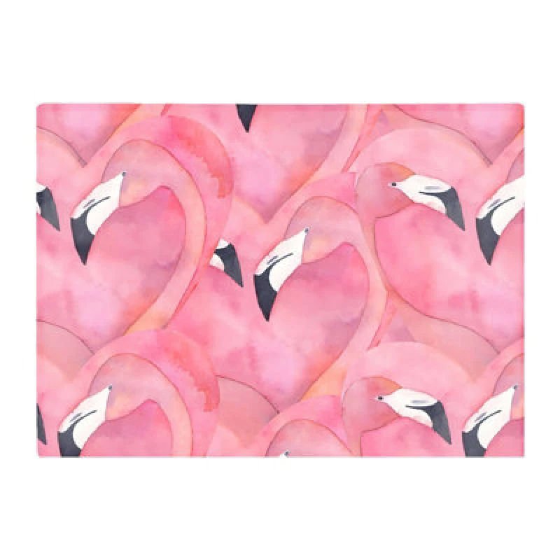 Image of Warren Reed Designer Watercolour Flamingo Hearts Glass Chopping Board