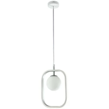 Image of Maytoni Lighting - Avola Globe Ceiling Pendant Lamp White with Silver, 1 Light, G9