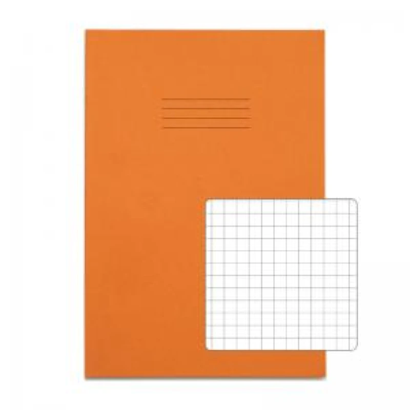 Image of Rhino A4 Exercise Book 64 Page 7mm Squares S7 Orange (Pack 50) -...
