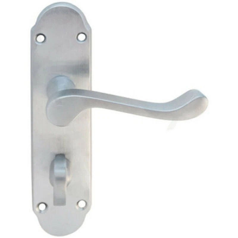 Image of Loops PAIR Victorian Upturned Handle on Bahtroom Backplate 170 x 42mm Satin Chrome Multi