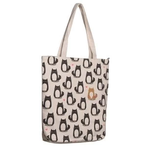 Image of Cat Design Zip Up Shopping Bag