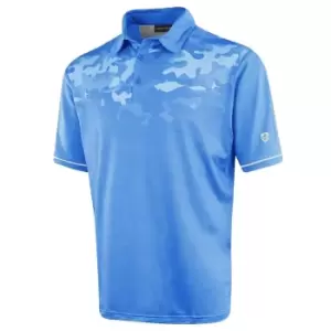 image of Island Green Graded Camo Print Polo - Mid Blue Camo - L