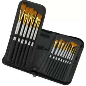 image of 15 Piece Artists Paint Brush Set & Case Grey - Pukkr