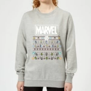 Image of Marvel Avengers Pixel Art Womens Christmas Sweatshirt - Grey - 3XL