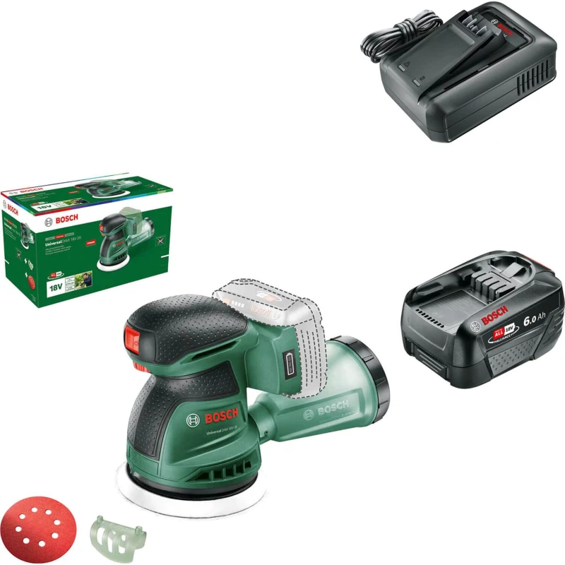 Image of Bosch UNIVERSALORBIT 18V-20 P4A 18v Cordless Disc Sander 125mm 06033E4100 Batteries: 1 x 6ah Li-ion