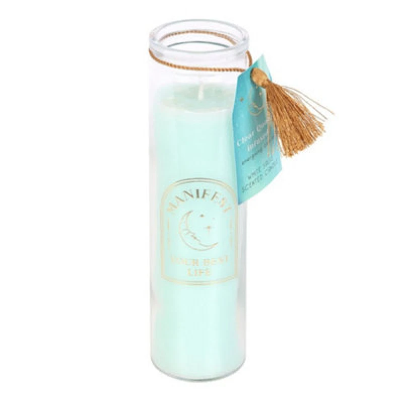 Image of Something Different Something Different Sage Clear Quartz Tube Candle in Green Green One Size Unisex 5063693744885