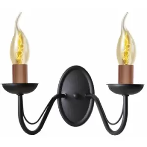 image of Helam Lighting - Helam Malbo Candle Wall Lamp Black, Copper 32cm