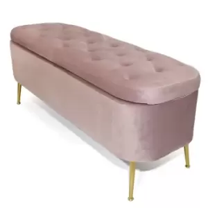 FWStyle Traditional Pink Velvet Ottoman Storage Seat - main image