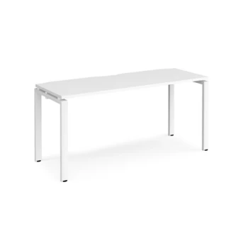Image of Bench Desk Single Person Rectangular Desk 1600mm White Tops With White Frames 600mm Depth Adapt