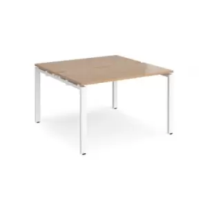 Image of Bench Desk 2 Person Rectangular Desks 1200mm Beech Tops With White Frames 1200mm Depth Adapt