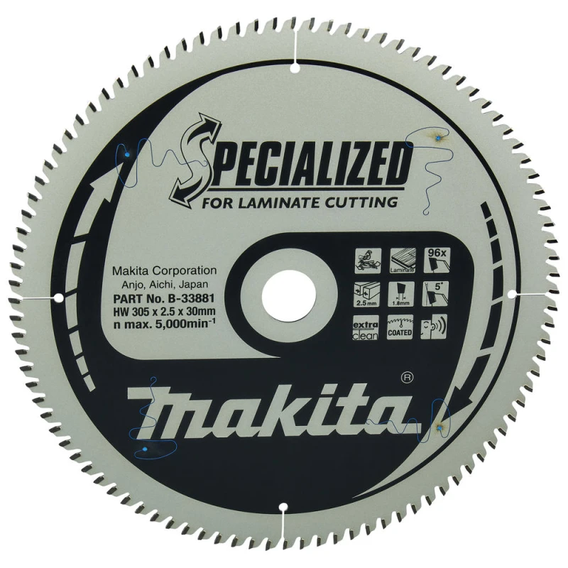 Image of Makita SPECIALIZED Circular Saw Blade for Laminate Cutting B-33881 Diameter: 305mm
