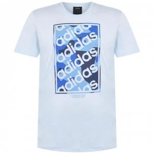 image of adidas Linear Repeat Mens T-Shirt - LtBlue/Navy/Blu