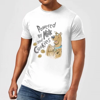 image of Scooby Doo Powered By Milk And Cookies Mens T-Shirt - White - XS