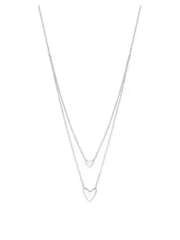 image of Simply Silver Sterling Silver 925 Polished Double Row Heart Necklace