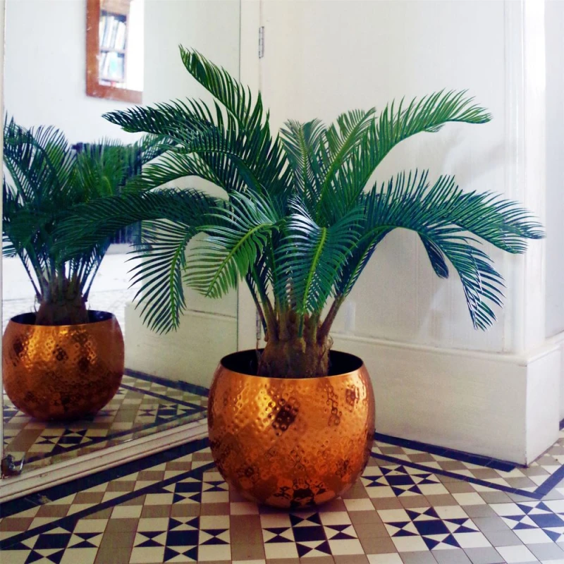 Image of Leaf Large Artificial Palm Tree 80cm Cycas Realistic Plant Leaf Design UK Botanik Green