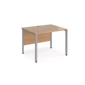 Image of Office Desk 1000mm Rectangular Desk With Bench Leg Beech Tops With Silver Frames 800mm Depth Maestro 25