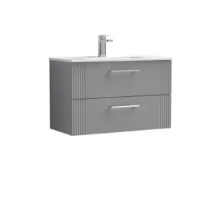 image of Nuie Deco 800mm Wall Hung 2 Drawer Vanity & Basin 2 - Satin Grey