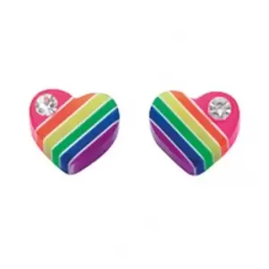 image of Beginnings Sterling Silver A872 Multi Colour Heart Stud Earrings