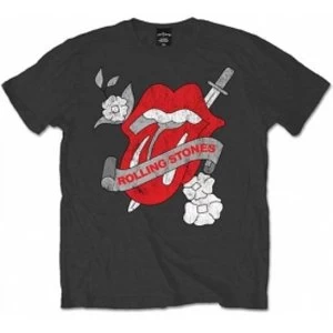 image of Rolling Stones Vintage Tattoo Charcoal Mens T Shirt: Sma