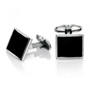 image of Fred Bennett Black Enamel Rectangular Cufflinks V467