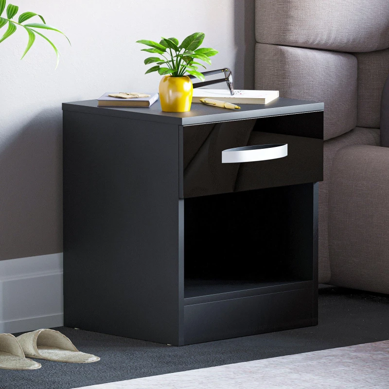 Image of Lassic Vida Designs Hulio 1 Drawer Bedside Cabinet Black unisex 1 Drawer