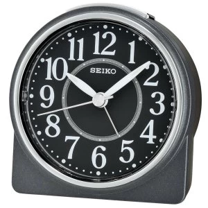 image of Seiko Round Beep Alarm Clock with Snooze - Black