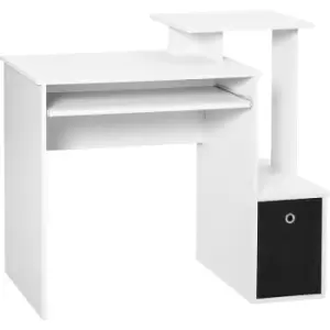 image of HOMCOM Computer Desk with Sliding Keyboard Tray Storage Drawer Shelf White