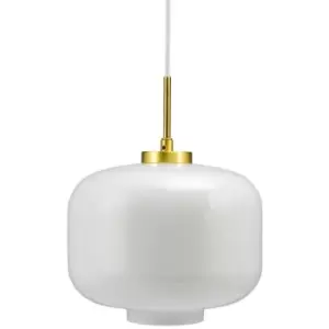 image of Dyberg Larsen Arp Dome Pendant Ceiling Light Opal, Brass 25cm