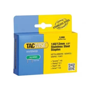 image of Tacwise 140 Stainless Steel Staples 12mm (Pack 2000)