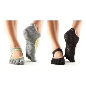 Image of Toesox Bellarina Full Toe Non Slip Socks Black Medium 6-8.5