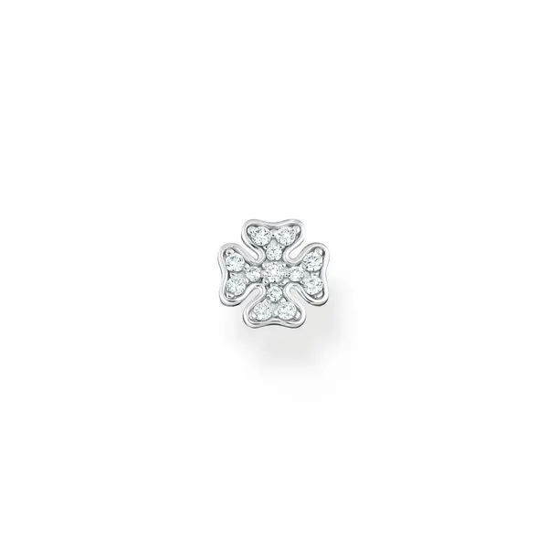 Image of Thomas Sabo Charm Club Charming Sterling Silver White Cloverleaf Singl