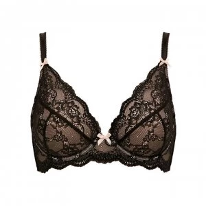 image of Figleaves Juliette Lace Underwired Non-Pad Bra - Black