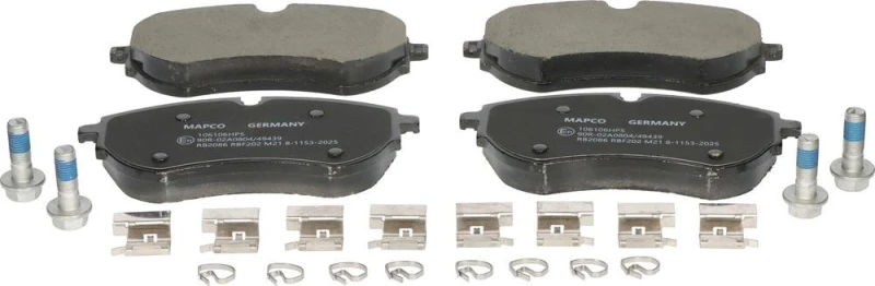 Image of MAPCO 106106HPS Brake pad set Front Axle, excl. wear warning contact, with accessories, with brake caliper screws Brake Pad Set,disc brake (402)