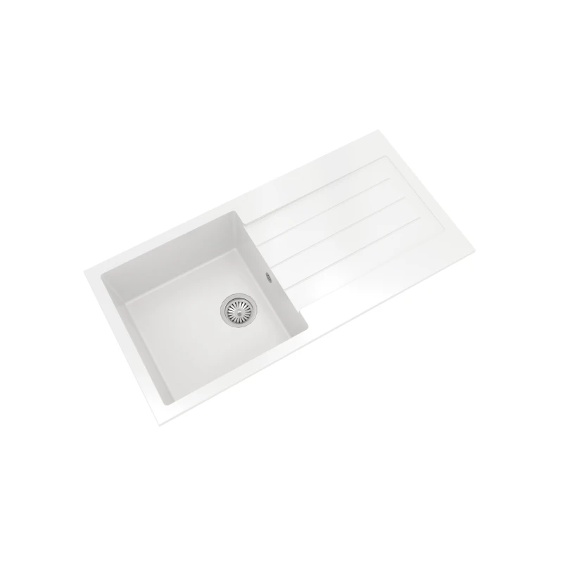 Image of Balterley 1 Bowl Composite Inset Sink Overflow Drainer Matt White 1000x500mm White