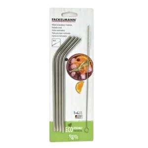 image of Fackelmann Stainless Steel Straw Set 4 Curved