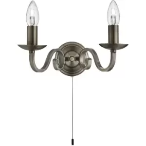 Image of Searchlight Richmond - 2 Light Indoor Candle Wall Light Antique Brass, E14