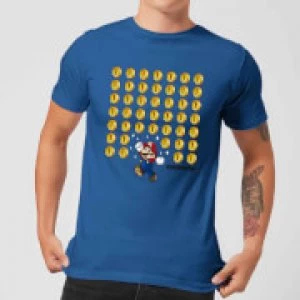 Image of Nintendo Super Mario Coin Drop Mens Blue T-Shirt - XL - Blue