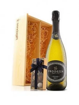 image of Virgin Wines Prosecco & Chocolates In Wooden Gift Box