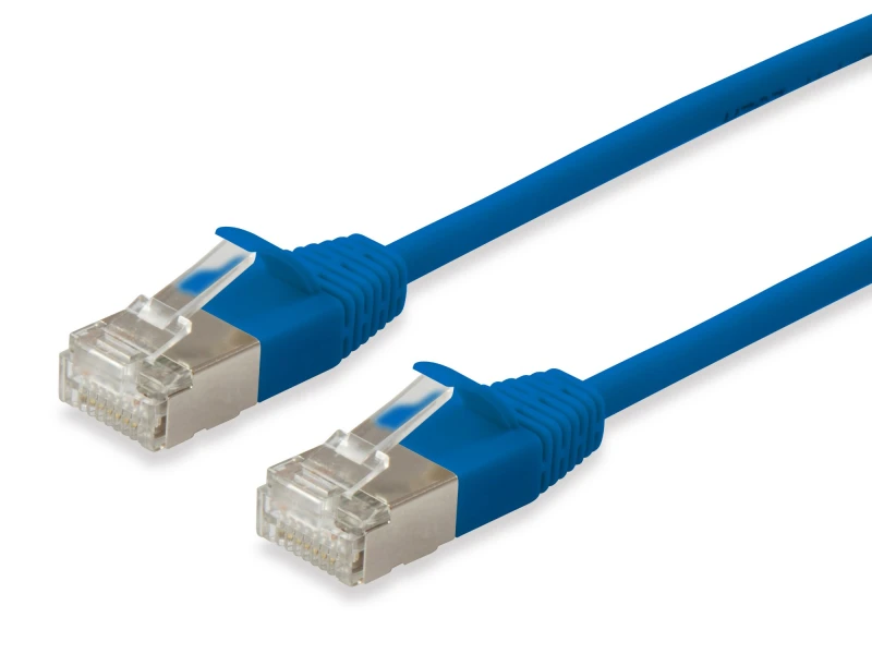 Image of Equip Cat.6A F/FTP Slim Patch Cable. 0.15m. Blue