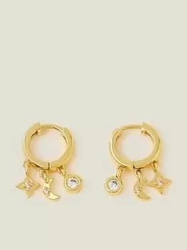 image of Accessorize Z Celestial Station Charm Hoops, Gold, Women