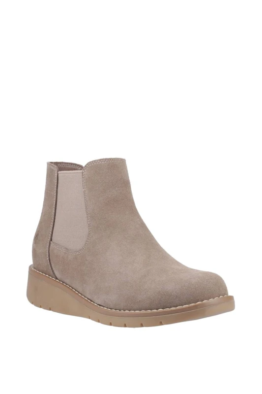Image of Hush Puppies Womens Leonie Suede Boot in Taupe Size: 8 Taupe Female 8