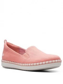 Image of Clarks Step Glow Slip On Espadrille - Coral, Size 8, Women