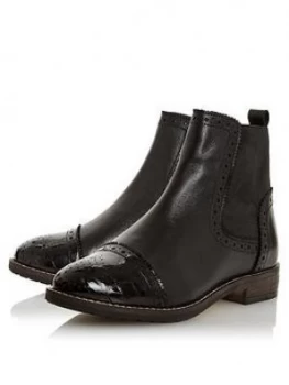 Image of Dune London Wide Fit Queston Brogue Chelsea Ankle Boots - Black
