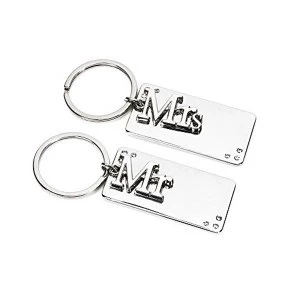 image of Amore By Juliana Set of 2 Engravable Keyrings - Mr & Mrs