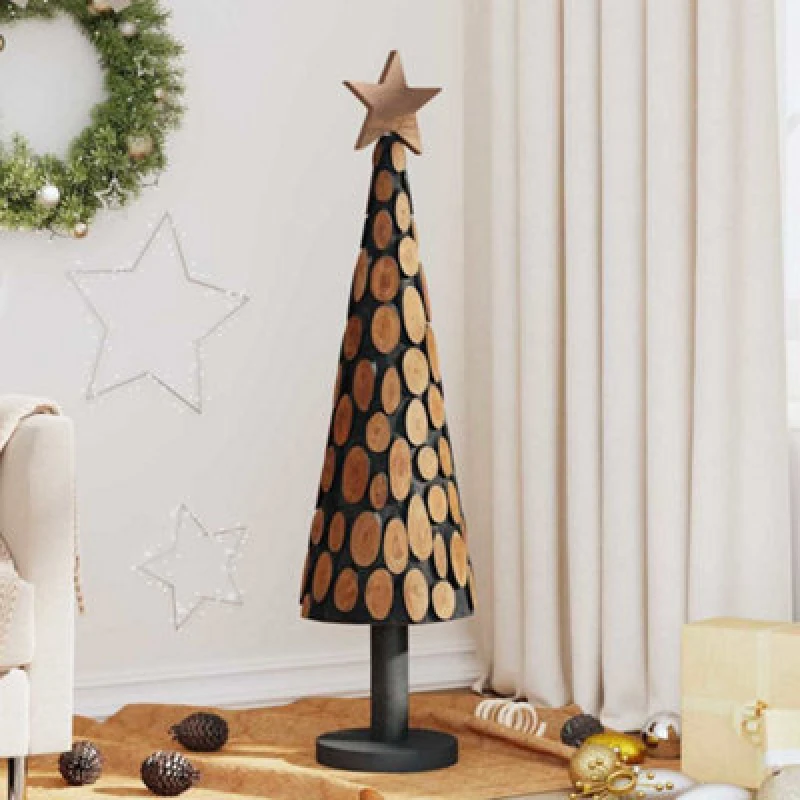 Image of vidaXL Christmas Tree with Stand Brown 120 x 36cm Solid teak wood, Brown 42017945